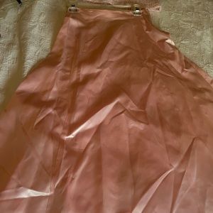 Pink top and satin skirt set
